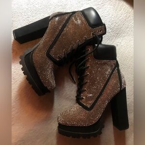 Blinged Black Platform Heels by Wild Diva